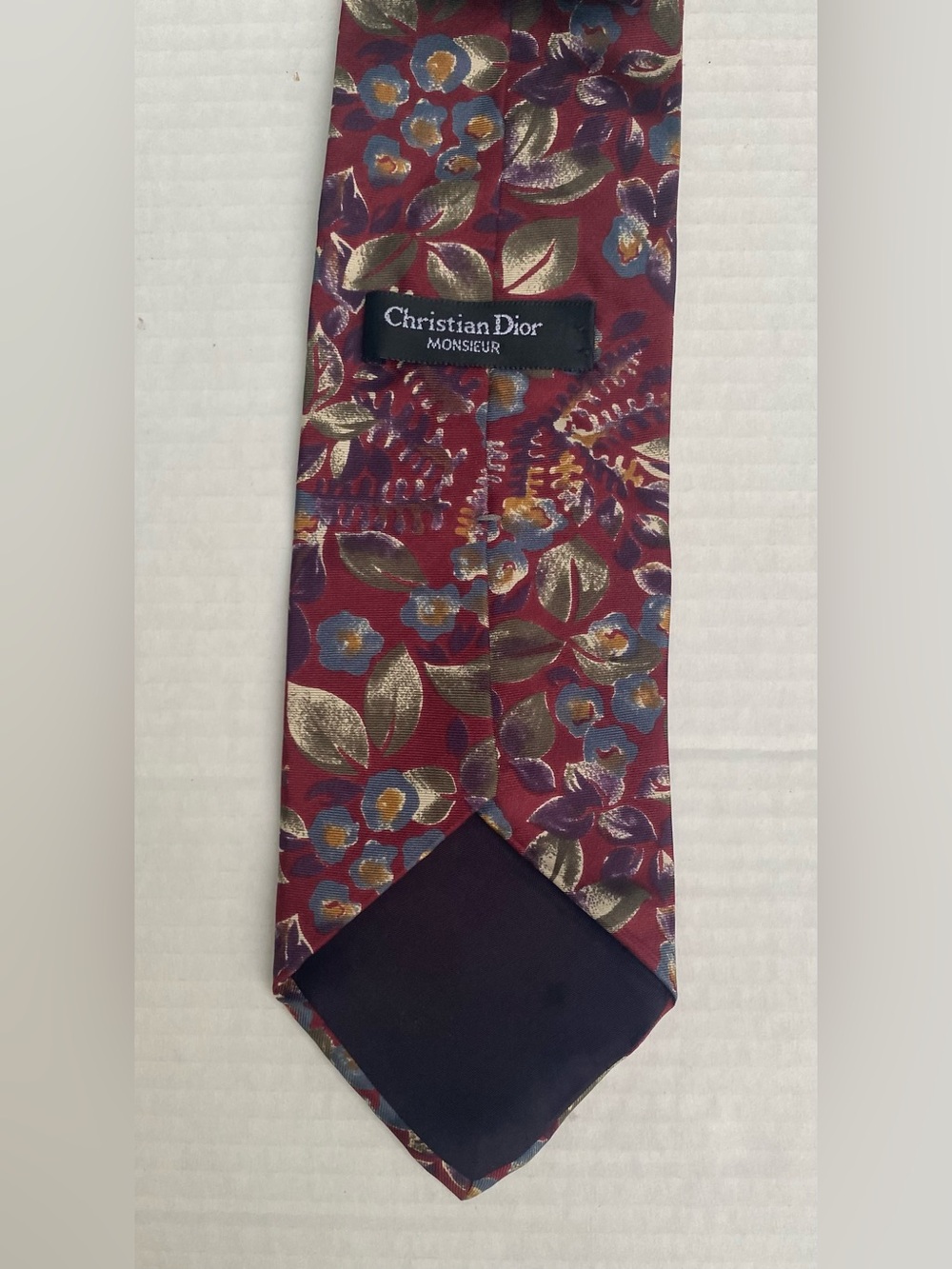 Dior Vintage Christian Dior Monsieur Silk Tie Burgundy Floral - Picture 2 of 15
